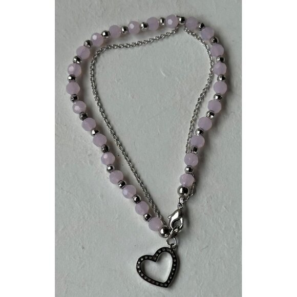 Pink Color Silver Plated Heart Bracelet (New in Box-READ) - Picture 1 of 6